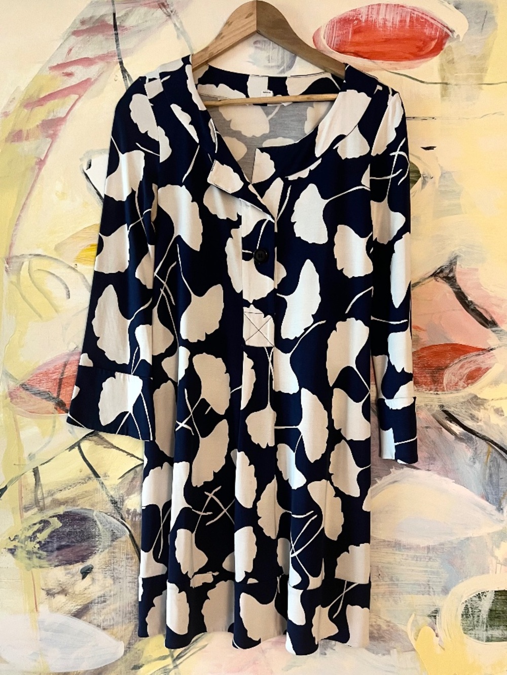 DVF Diane von Furstenberg Ginko Silk Dress – Navy & White